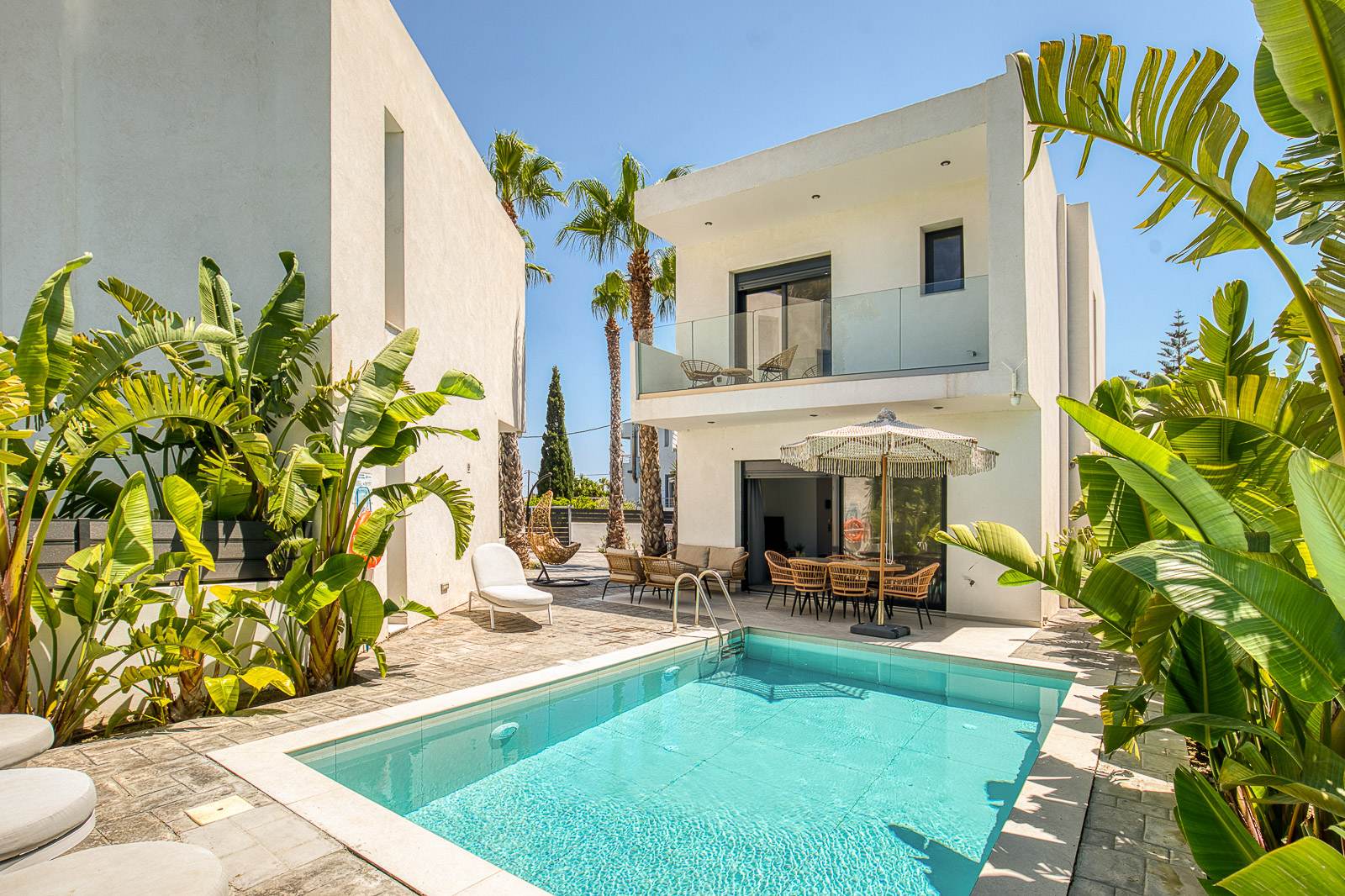 The Rea residence seen across the shared swimming pool